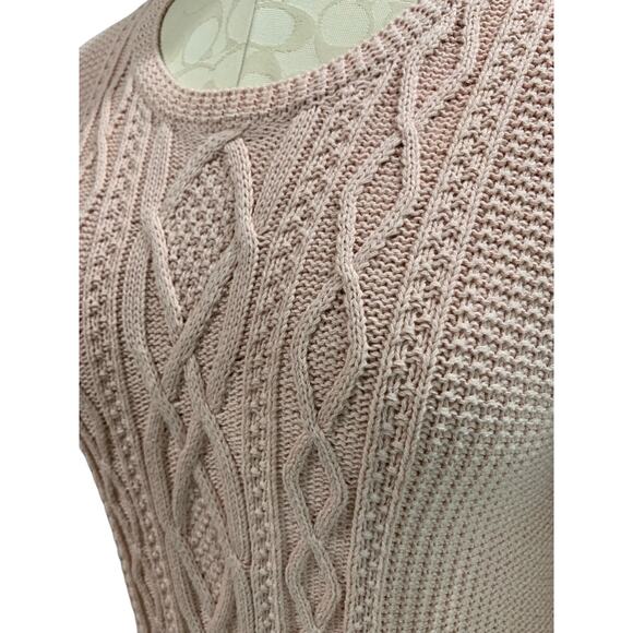 Small Jeanne Pierre Womens Pink Cable Knit Cotton Sweater - Picture 4 of 9